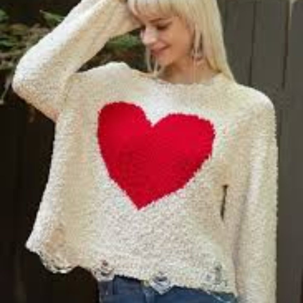 Popcorn Sweater Heart-Design